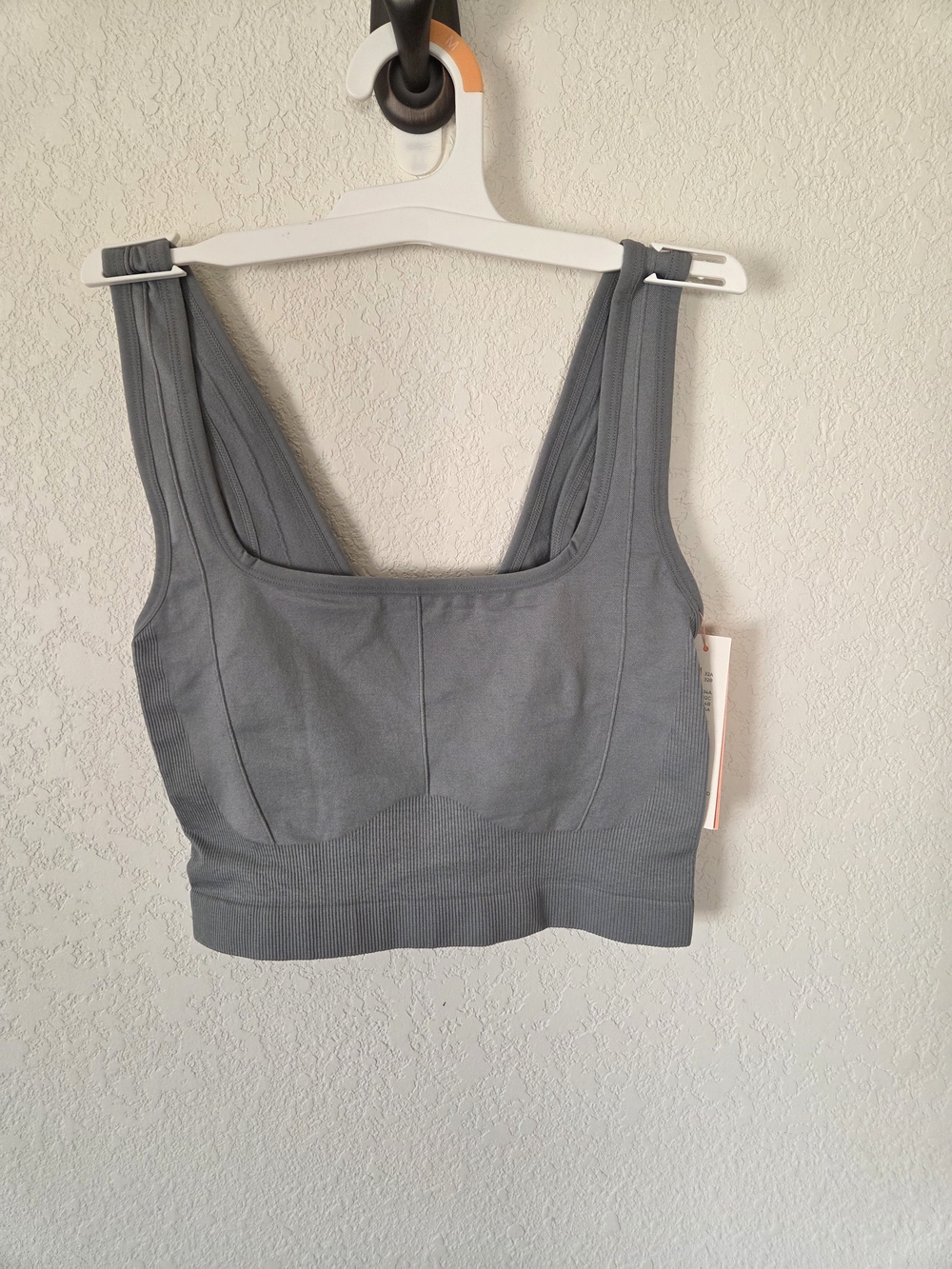 Colsie Slate Gray Ribbed Square-Neck Sports Bra